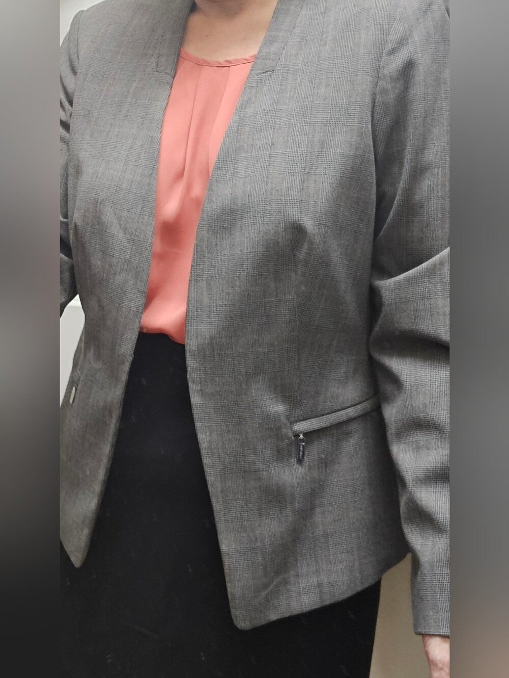 Calvin Klein Gray Glen Plaid Blazer